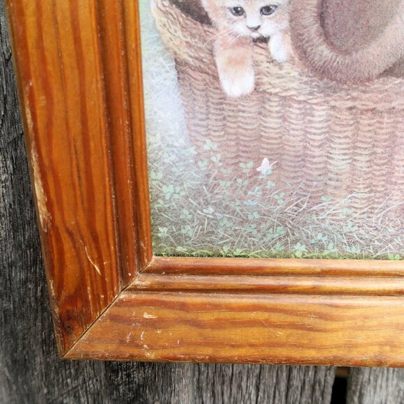 Ruane Manning 1987 Lithograph – Teddy Bear & Kitten, Donald Art Co, Framed Decor - Picture 5 of 6